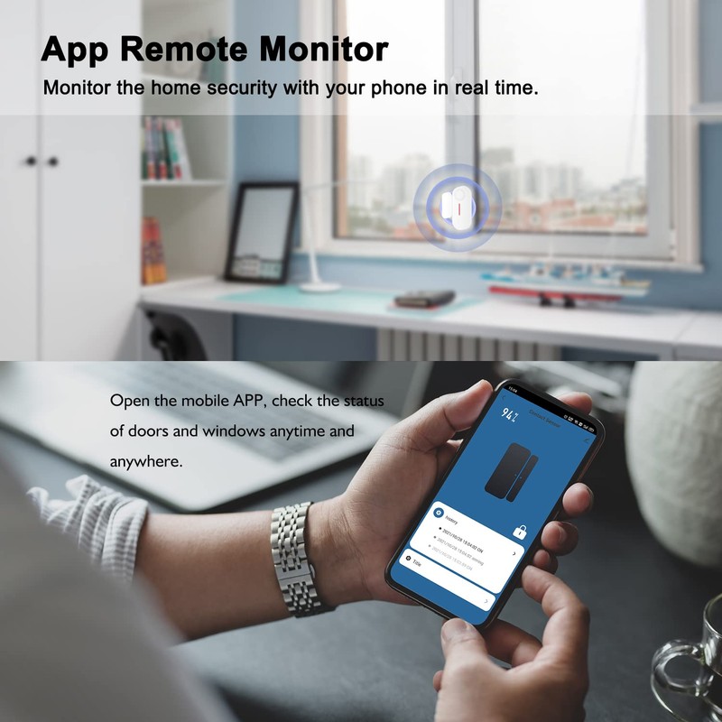 WiFi Smart Door Sensor, Wireless Door Window Sensor Alarm, Mini