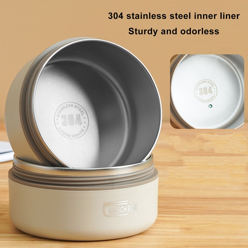 Insulated Lunch Container 304 Stainless Steel Leakproof Portable Round Thermal