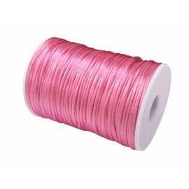 ZhXu Shuo 2mm x 100 Yards Premium Quality Satin Nylon Trim Cord Thread Beading String for Macrame Bracelets Chinese Knotting, Necklaces, Jewelry Making (Pink)