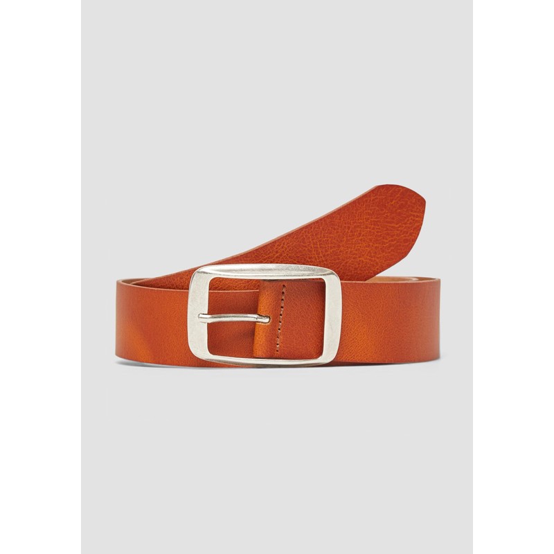 s.Oliver Leather Belt with Square Clasp, cinnamon