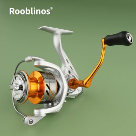 Roblinos TC 5.2:1 Hand Spinning Reel Aluminum Alloy Body 6 Bearings Corrosion-Resistant Coating Line Twist PreventionSpool Capacity: 7000