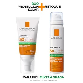 La Roche-Posay Rutina de Protección Solar para piel Grasa: Kit La Roche Posay Protector Solar Anthelios UVMUNE 400 Oil Control Gel Crema Matificante, 
