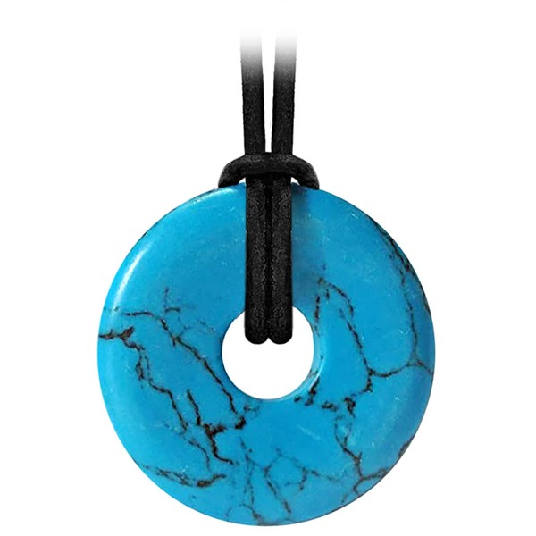 Kaltner Präsente Gemstone Necklace with Pendant, Turquoise (Reconstructed), Leather Cord