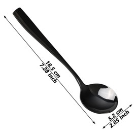 Uumitty 12 Pieces Round Soup Spoons Stainless Steel, Black Table Spoon for Kitchen, Home, Restaurant