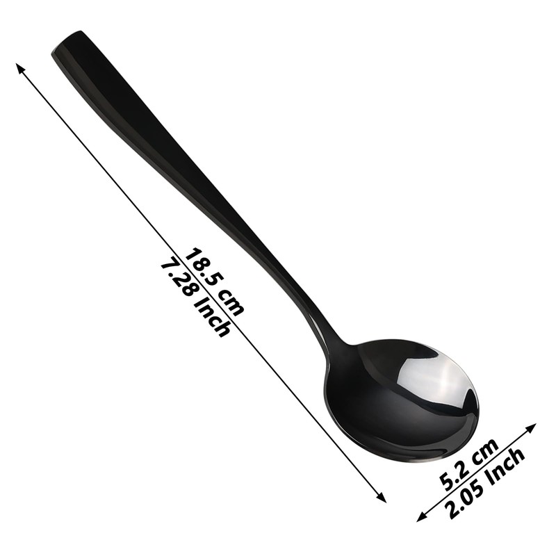 Uumitty 12 Pieces Round Soup Spoons Stainless Steel, Black Table