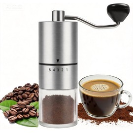 Molinillo de café manual con rebabas de cerámica para expreso, prensa francesa, 5 ajustes ajustables, para uso doméstico y viajes de campamento