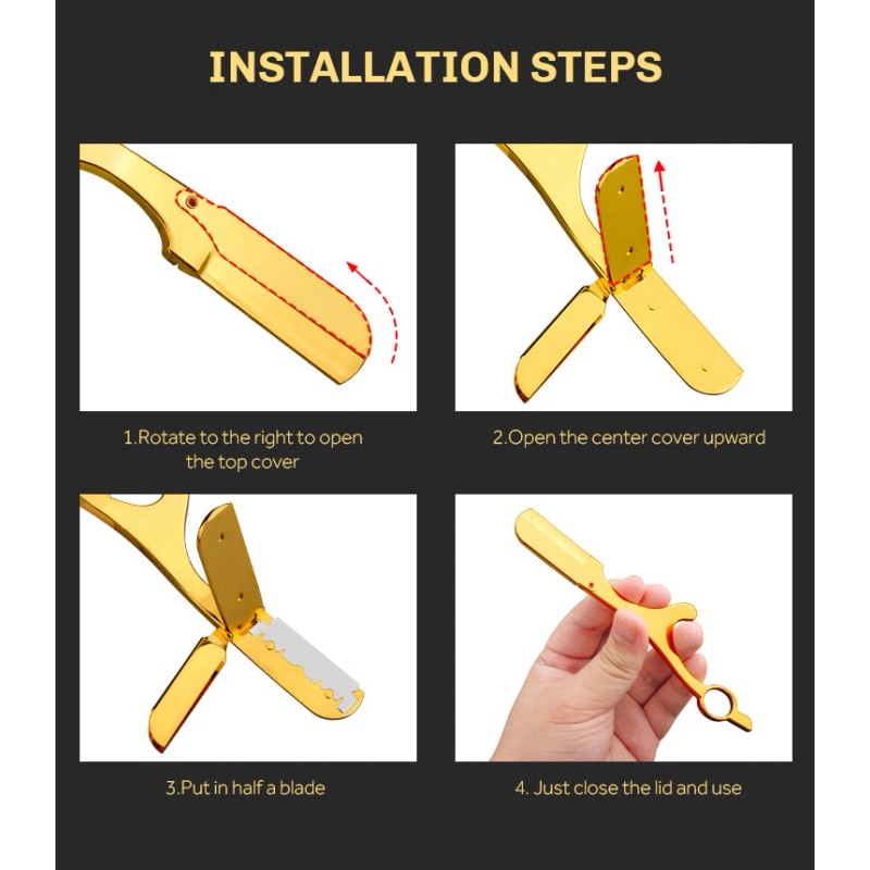 Giovanni Back Katana Straight Barber Razor - Silver