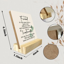 True Frienship Gifts Wood Plaque, A Truely Great Friend is Hard to Find, Difficult to Leave and Impossible to Replace, Plaque with Wooden Stand, Wood Sign Plaque Gift, Gifts For Women Men Friend A1