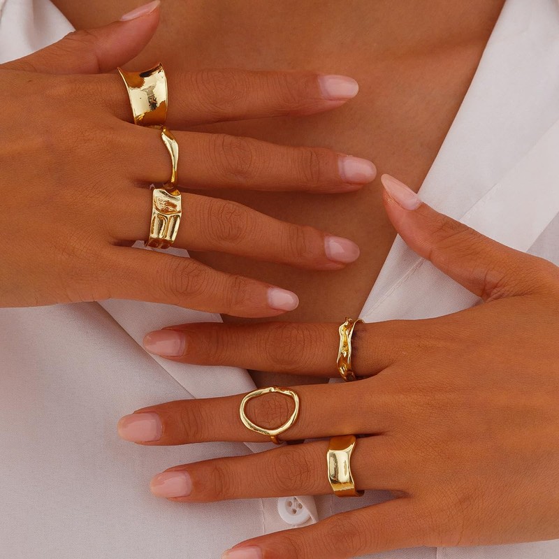 ONBRIG Chunky Gold & Silver Rings Set - Adjustable Thick