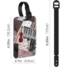 Violin Music Notes Luggage Tags for Suitcase, PU Travel Cruise Luggage Tag with Name ID Label for Women Men Girls Suitcase Baggage Bag Backpack Instrument
