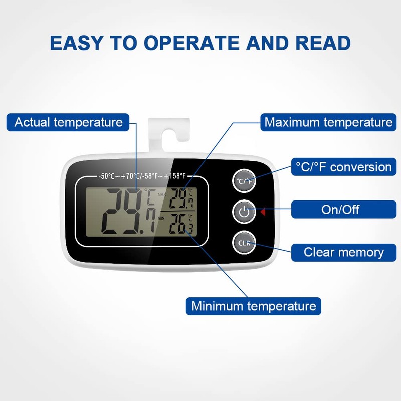 Vicloon Fridge Thermometer, Pack of 2 Digital Freezer Thermometer