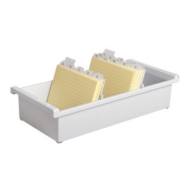 HAN 956-0-11, Card index tray A6 landscape. Innovative, attractive design holds 1,300 cards, supplied with 2 support plates with clear file clips, light-grey