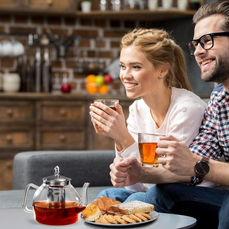 HIWARE 1500ml Glass Teapot with Removable Infuser, Stovetop Safe Tea