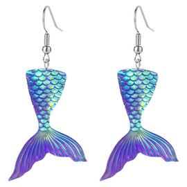 CHUNYANAN Unique Elegant Colorful Princess Mermaid Dangle Drop Earrings for Women Lovely Temperament Sparkly Bohemian Earrings Jewelry Gift (5 Fishtail earrings)