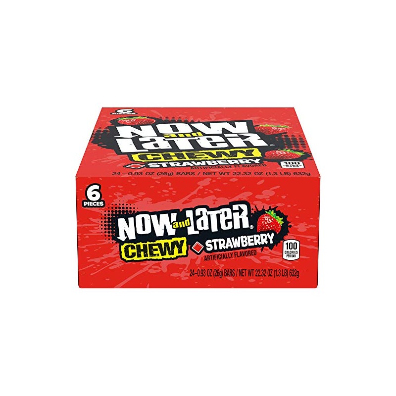 Now & Later Soft Taffy Chews Candy, Strawberry, 0.93 Ounce