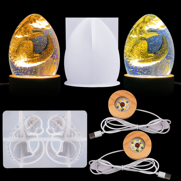 Voaesdk 3D Dragon Egg Light Resin Mold,Dragon Silicone Mold Set