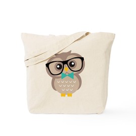 CafePress Cute Hipster Owl Tote Bag Natural Canvas Tote Bag, Reusable Shopping Bag