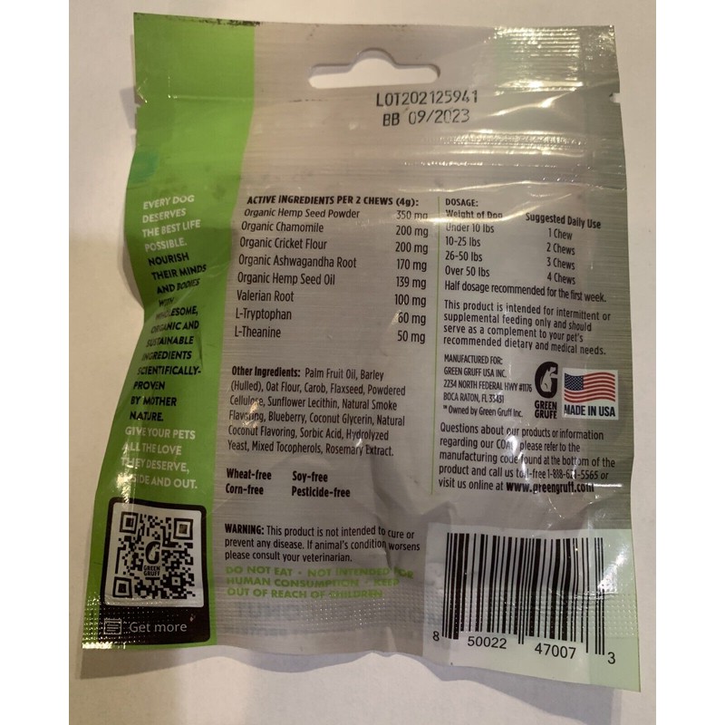 Green Gruff Relax - Calming Chews for Dogs. Help Manage