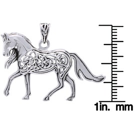 Jewelry Trends Sterling Silver Large Celtic Knot Horse Equestrian Pendant Necklace 18"