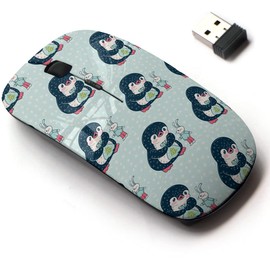 2.4G Wireless Mouse with Cute Pattern Design for All Laptops and Desktops with Nano Receiver - Cute Penguins Bunnies