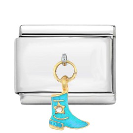 AKKi jewelry Italian Charms for Link Bracelet in Stainless Steel Classic Women's with Silver Charm Building Blocks Italy Style, Stainless Steel, Cubic Zirconia