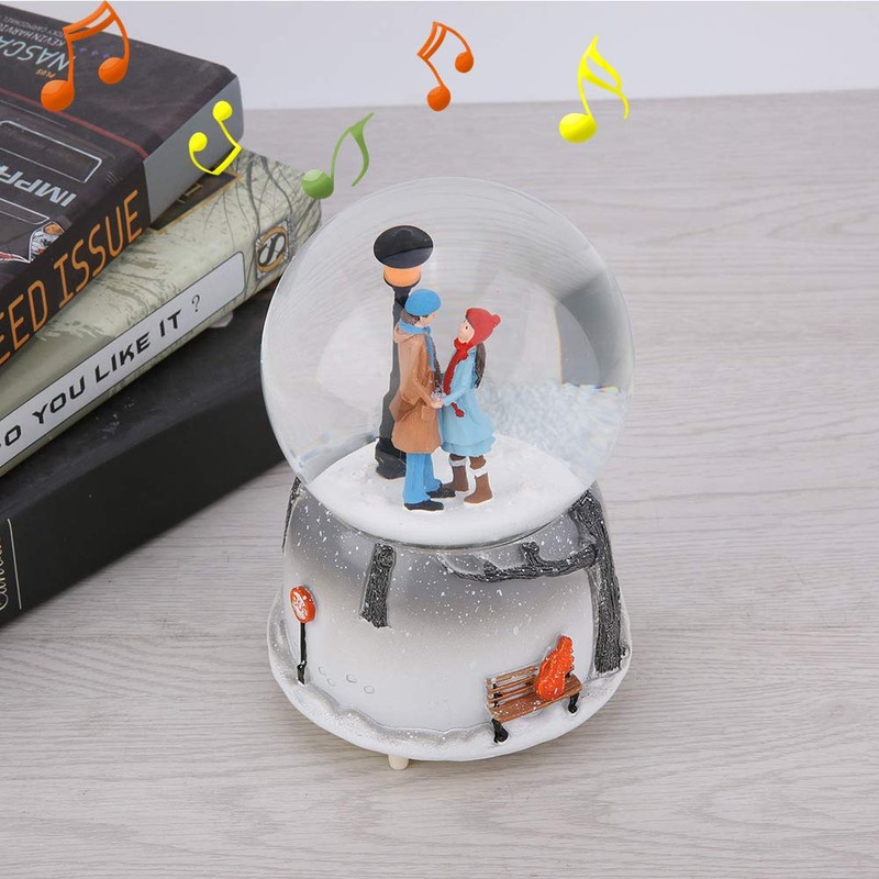 Yunir Snow Globe Music Box Crystal Ball with LED Light