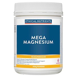 Ethical Nutrients Mega Magnesium Powder - Relieves Muscle Cramps & Spasms, High Strength - Raspberry Flavoured - 450g