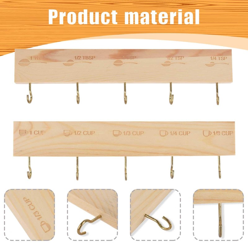 SoeKoa Premium Bamboo Measuring Cups and Spoons Rack, Measuring Cup