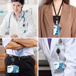 Fhlbestyu ID Sleeves for Lanyards 1/2 Set, ID Card Holder, Transparent and Waterproof ID Sleeves for ID Clip