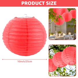 ASelected Pack of 20 Red Paper Lanterns, 25 cm Round Paper Lanterns, Lampshade Paper Lantern, Red Paper Lantern for Weddings, Birthdays