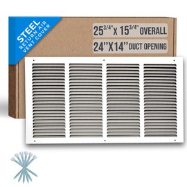 Fits 24x14 Duct Opening | Steel Return Air Grille by Handua | Vent Cover Grill for Sidewall and Ceiling | White | HVAC Cold Air Intake Grille | Outer Dimensions: 25.75"W X 15.75"