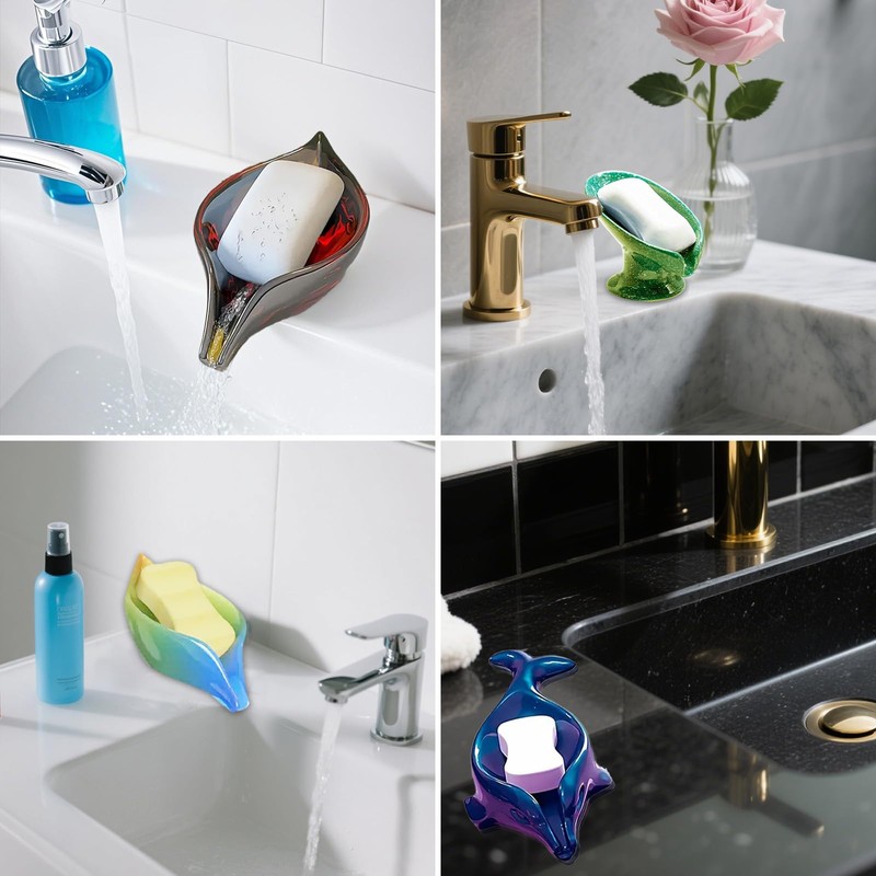 5 Pieces Self-Draining Soap Holder Silicone Resin Mold, DIY Soap