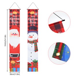 Bekecidi Christmas Door Decorations, Merry Christmas Door Banner Santa Claus Snowman Porch Sign Banner Christmas Hanging Decorations for Holiday Party Wall Indoor Outdoor Xmas Decor