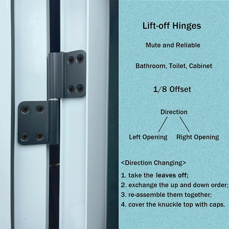 3-3/4 Inches Black Offset Door Hinges Small Flag Lift Off
