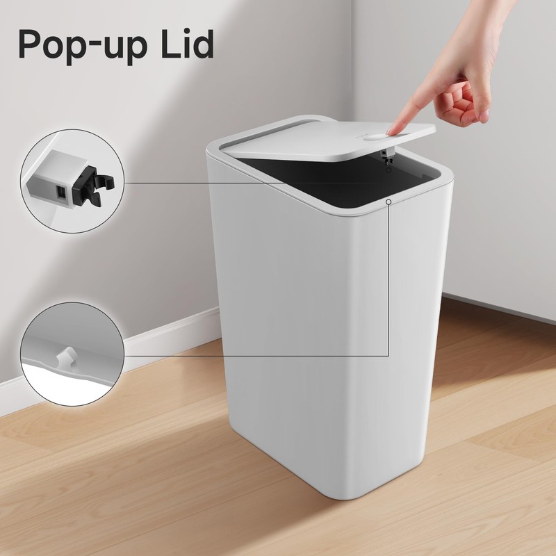TIPGO Bathroom Trash Can with Lid, 4 Gallon / 15