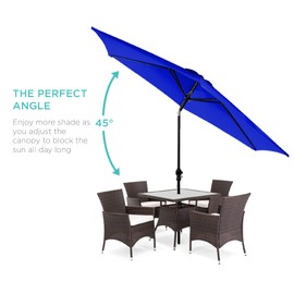 Best Choice Products 10ft Outdoor Steel Polyester Market Patio Umbrella w/Crank, Easy Push Button, Tilt, Table Compatible - Resort Blue