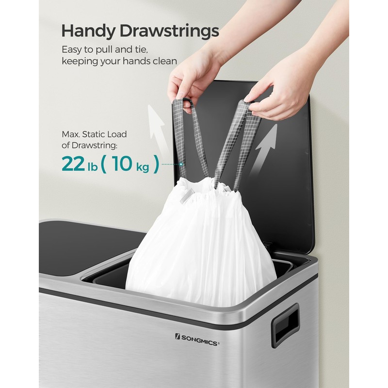 SONGMICS Trash Bags for 8-Gallon (30 L) Trash Cans, Drawstring