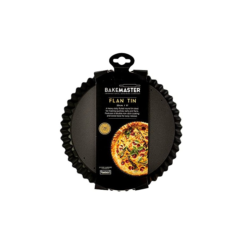 Bakemaster Non-Stick Loose Base Round Flan/Quiche Pan, Grey