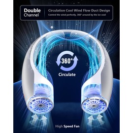 Rohent Portable Neck Fan Personal: High Velocity 4 Speeds Rechargeable Fan Cooling Airflow - Long Battery Life Lightweight Wearable Fan for Women Men - Grey