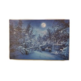 LED Light Up Christmas Hanging Or Shelf Standing Mini Xmas Canvas Pictures (SnowScene)