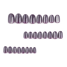 Nail Tip, Short, Round, 24 Pieces, Nail Tip, Cat Eye, Purple, False Nails, Popular, Japanese Style, Cute, Simple, Fashionable Party, Autumn, Spring, Summer, Daily Life, Bridal Nail Design, Coming of