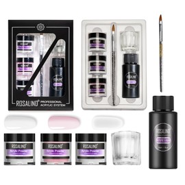 RoseFlowr All in One Acrylic Nail Powder Set - Professional Acrylic Nail Set Kit for Beginners, with 3 Colours Clear Pink Acrylic Powder #5