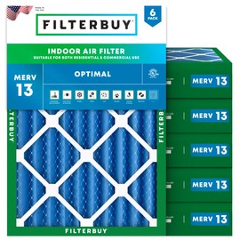 Filterbuy 17.25x19.25x4 Air Filter MERV 13 (MPR 1900) Health Defense Replacement (6-Pack), Electrostatic Pleated HVAC AC Furnace Filters, Made in USA (Actual Size: 17.25 x 19.25 x 3.63)