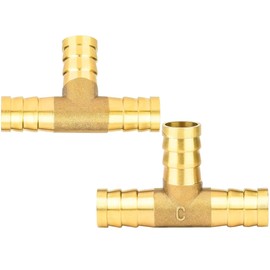 nutmanel T-Hose Connector 12 mm Brass Compressed Air Hose Connector 3-Way T-Piece for Compressed Air Hose Pack of 2