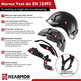 HEARMOR Industrial Helmet for Working at Heights Adult Construction Helmet Passed EN12492 Certification, EN397 Shock Absorption and Penetration Resistance Test Construction Worker Safety Helmet