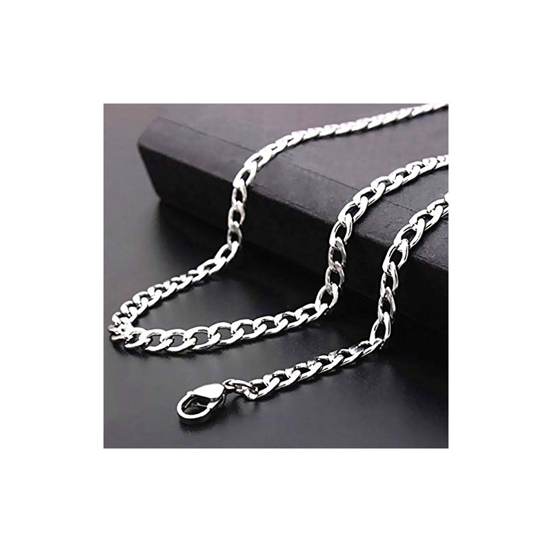 r_planning Silver Necklace, Curb Chain, Simple Design, Accessory, Unisex, Unisex
