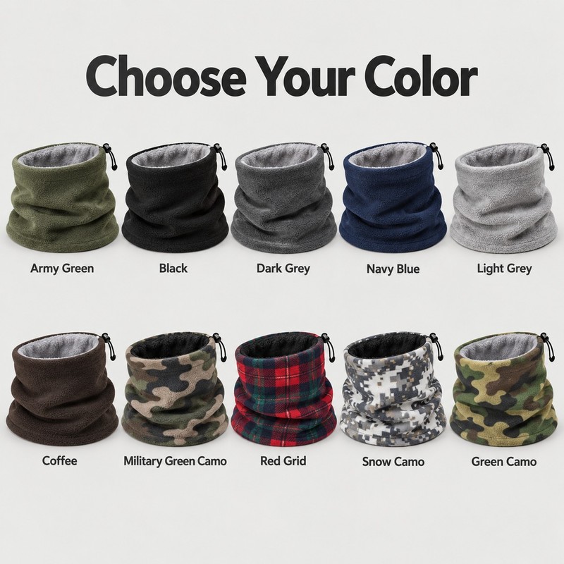 Fleece Neck Warmer Gaiter – Adjustable Windproof Winter Neck Gaiter