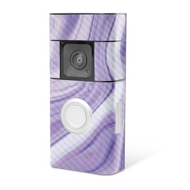 MightySkins Carbon Fiber Skin Compatible with Ring Video Doorbell Plus - Lavendar Acrylic | Protective, Durable Textured Carbon Fiber Finish | Easy to Apply