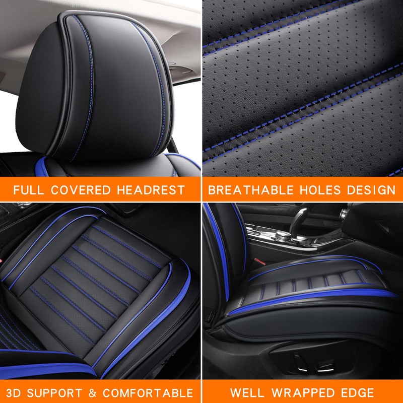MINGBRON Leather Car Seat Covers, Universal Faux Leather Car Seat