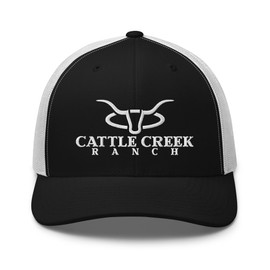 Joe's USA Men's Cattle Creek Ranch Trucker Hat - Snapback Western Trucker Hat - Mesh Baseball Cap - Black/White